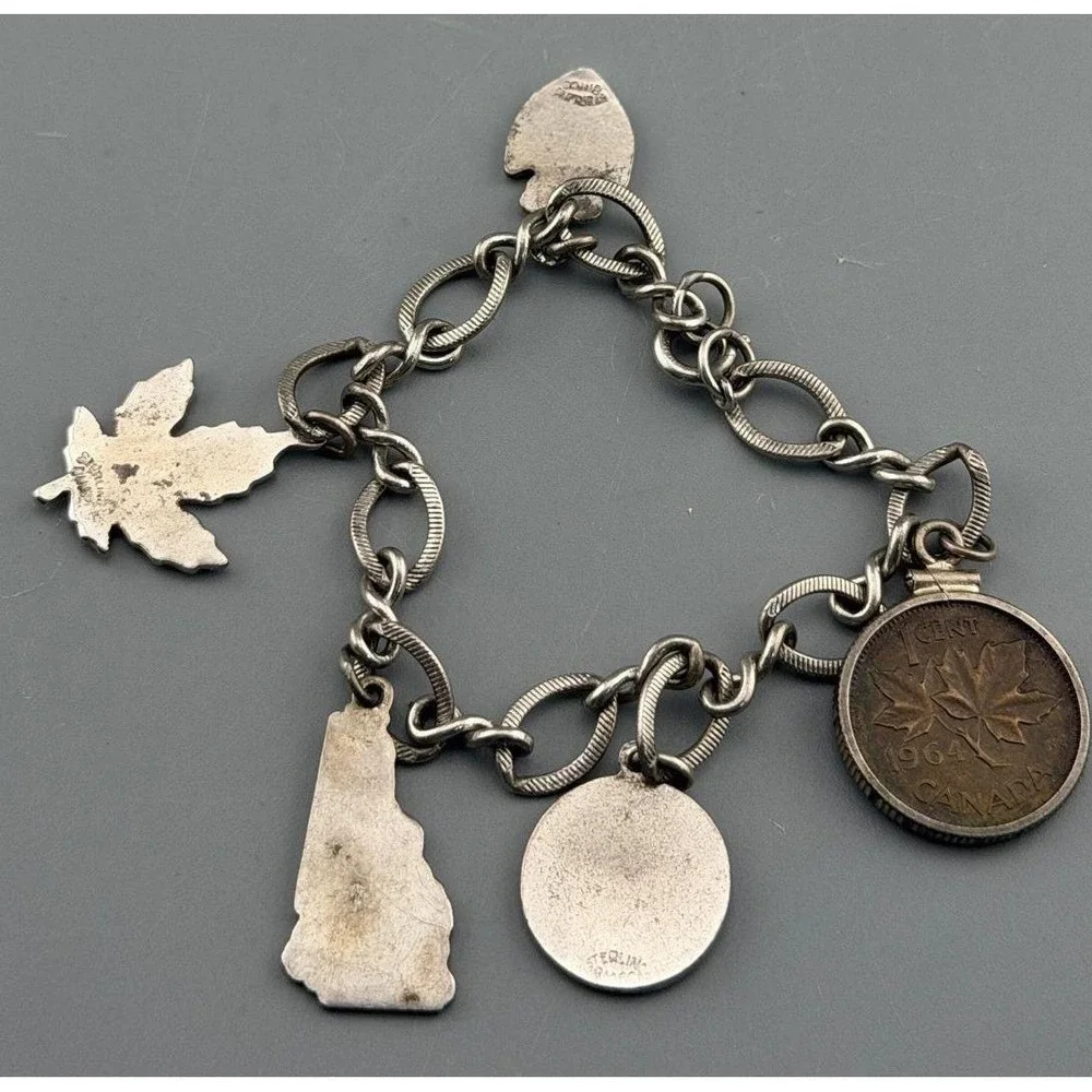 Vintage Canadian Sterling Charm Bracelet with Vintage Charms